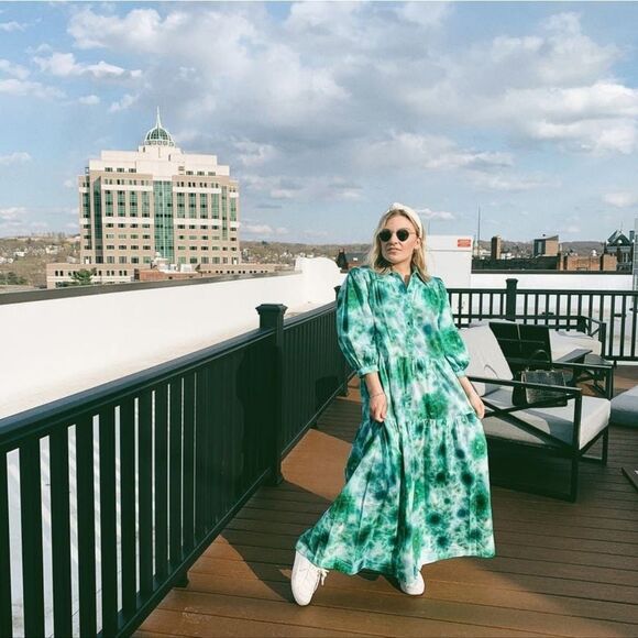 HUNTER BELL Blue Long Sleeve Puff Sundress - Picture 6 of 9